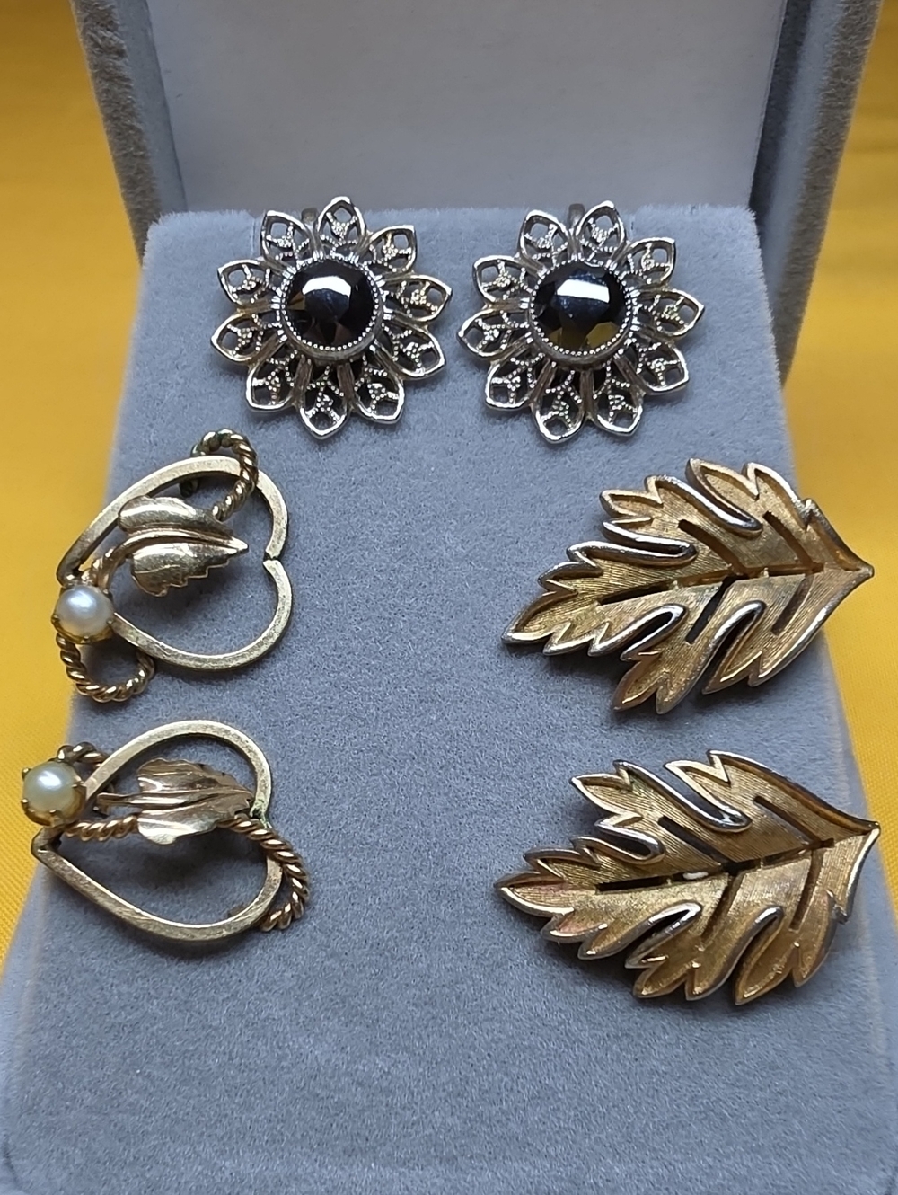VTG Earring Lot (3 Pairs): 1 Signed Trifari, 1 12K Gold Filled, 1 Unmarked